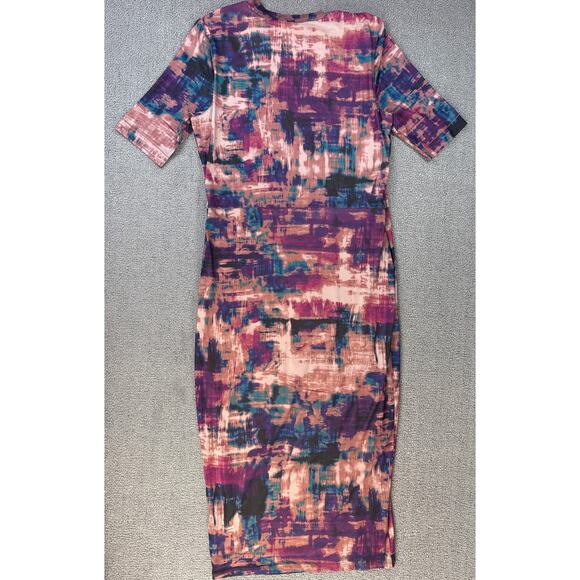 Nina Parker Midi Dress Mesh Abstract Form Fitting Multicolor Size 1X - Picture 3 of 11